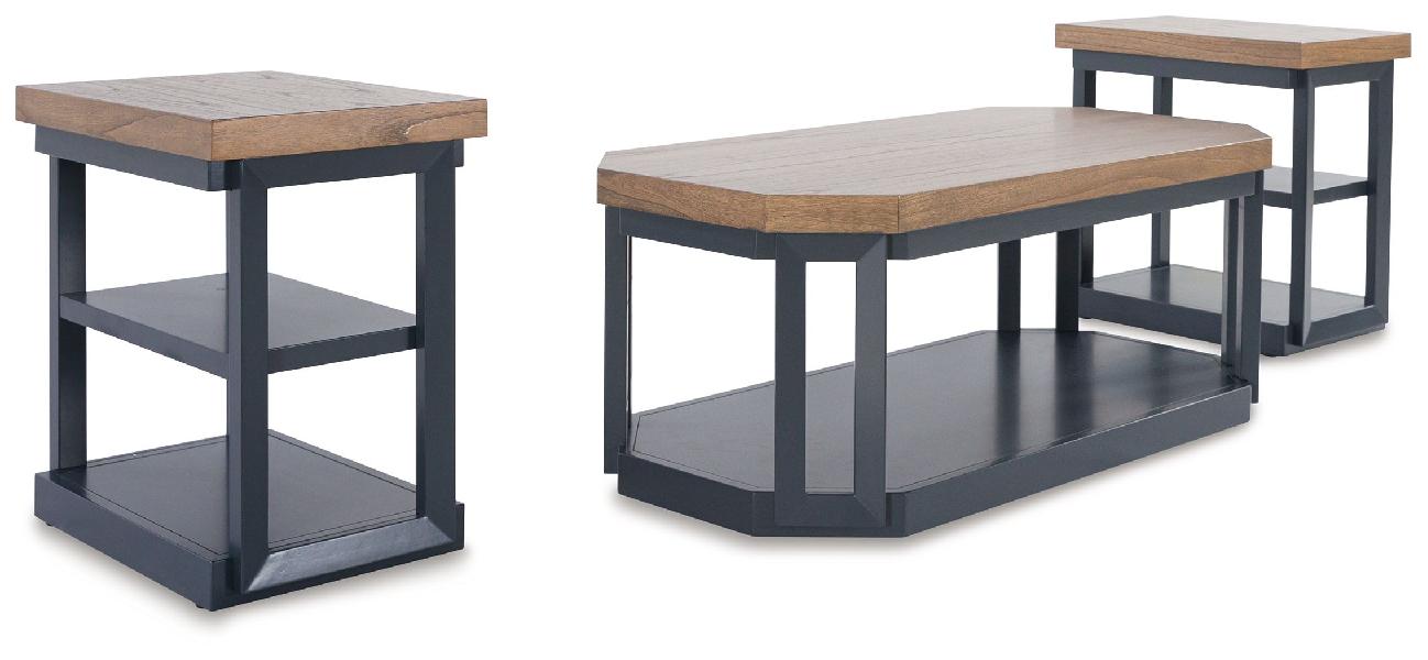Image of Landocken - Occasional Table Set (Set of 3) - Brown / Blue