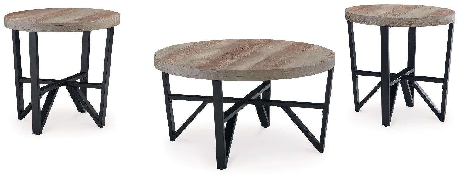 Image of Deanlee - Occasional Table Set (Set of 3) - Grayish Brown / Black