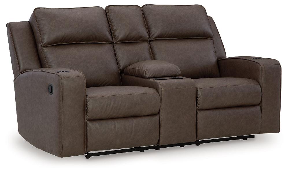 Image of Lavenhorne - Dbl Reclining Loveseat W/Console - Faux Leather - Granite