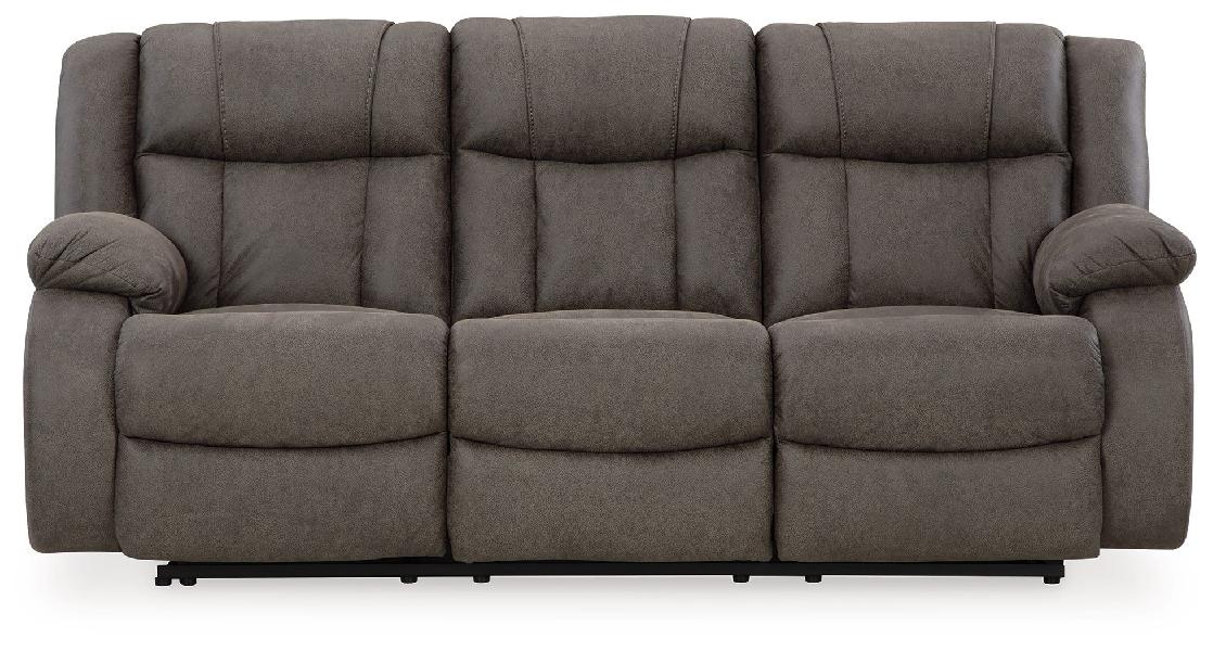 Image of First Base - Reclining Sofa - Faux Leather - Gunmetal