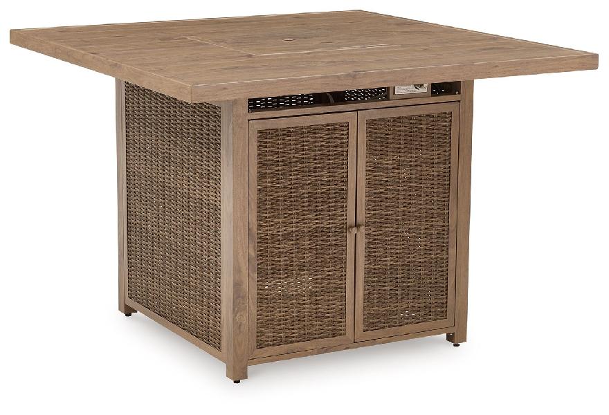 Image of Walton Bridge - Square Bar Table W/Fire Pit - Driftwood