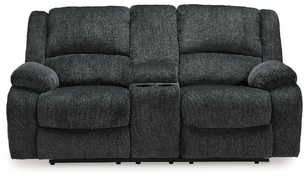 Image of Draycoll - Dbl Reclining Loveseat W/Console - Fabric - Slate