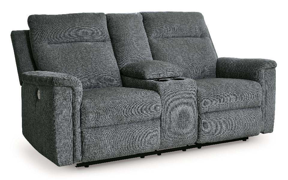 Image of Barnsana - Dbl Power Reclining Loveseat with Console - Fabric - Gravel