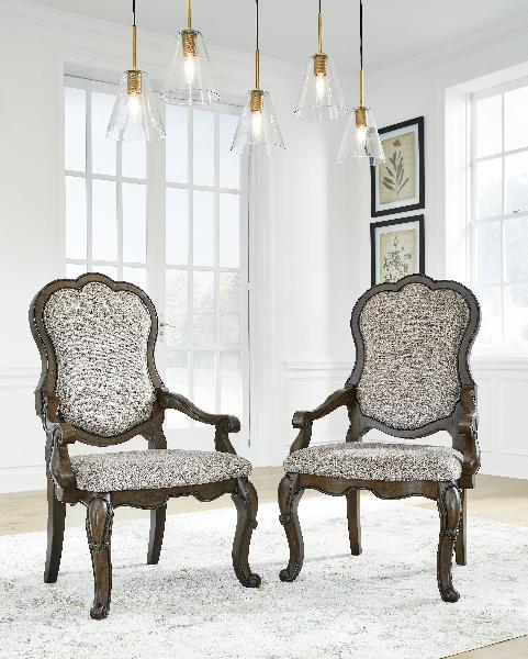 Image of Maylee - Dining Upholstered Arm Chair (Set of 2) - Dark Brown