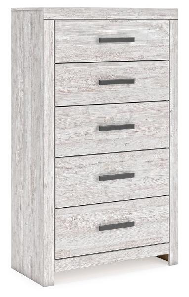Image of Cayboni - Five Drawer Chest - Whitewash