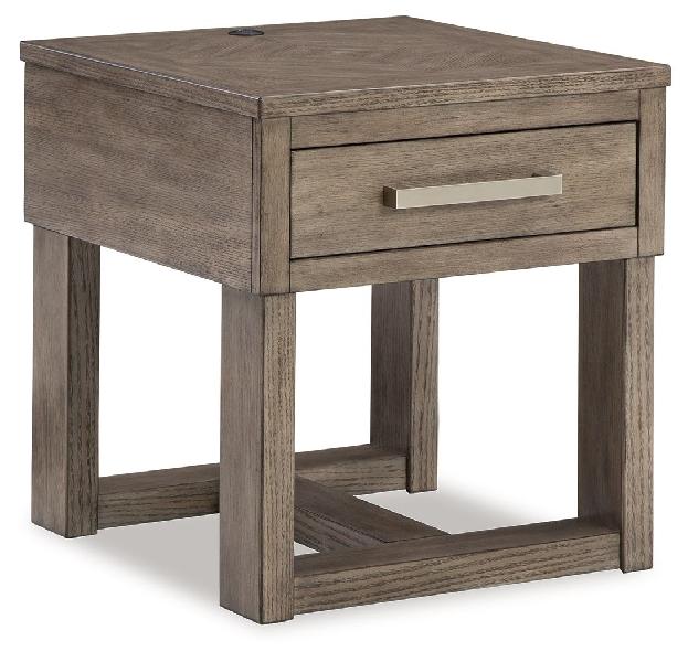 Image of Loyaska - Rectangular End Table - Grayish Brown