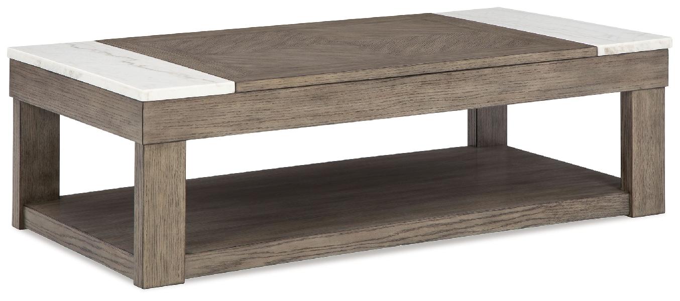 Image of Loyaska - Lift Top Cocktail Table - Grayish Brown / White