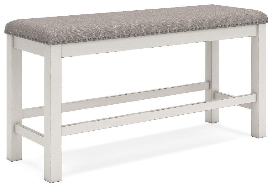 Image of Robbinsdale - Dbl Counter Height Upholstered Dining Bench - Antique White