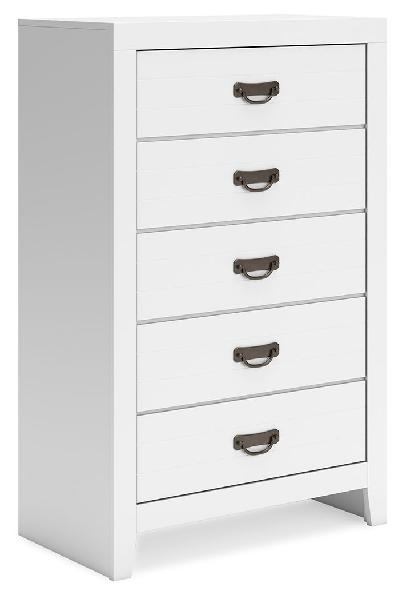 Image of Binterglen - Five Drawer Chest - White