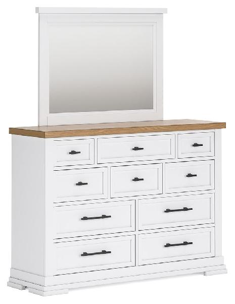 Image of Ashbryn - Dresser And Mirror - White / Natural