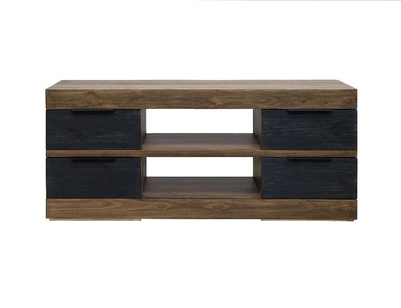 Image of Tuxedo - TV Stand - Satin Black / Brown