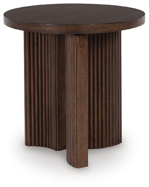 Image of Korestone - Round End Table - Dark Brown