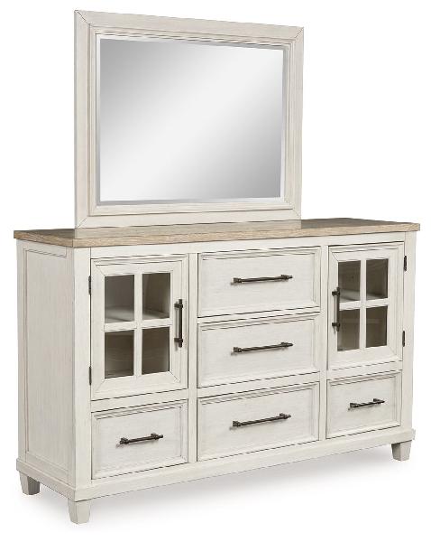 Image of Shaybrock - Dresser And Mirror - Antique White / Brown