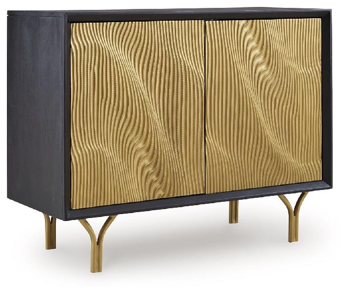 Image of Tayner - Accent Cabinet - Black / Gold Finish
