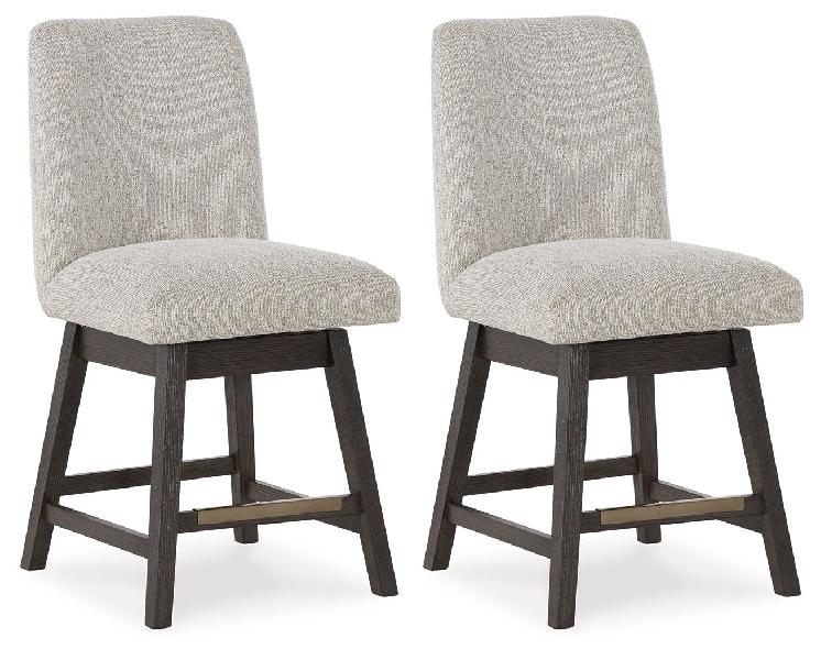 Image of Burkhaus - Upholstered Swivel Barstool (Set of 2) - Beige / Dark Brown