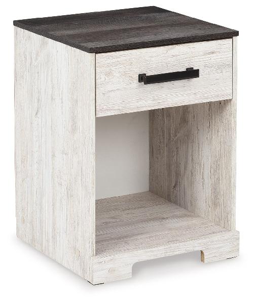 Image of Shawburn - One Drawer Night Stand - Whitewash / Charcoal Gray
