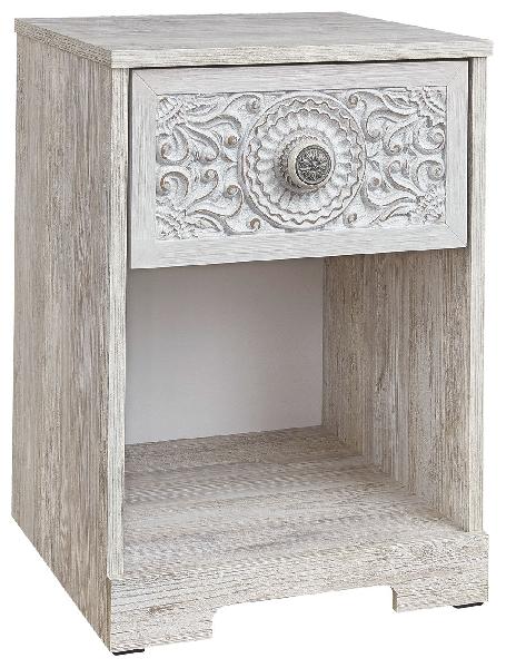 Image of Paxberry - One Drawer Night Stand - Whitewash