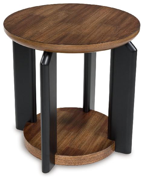 Image of Kraeburn - Round End Table - Brown / Black