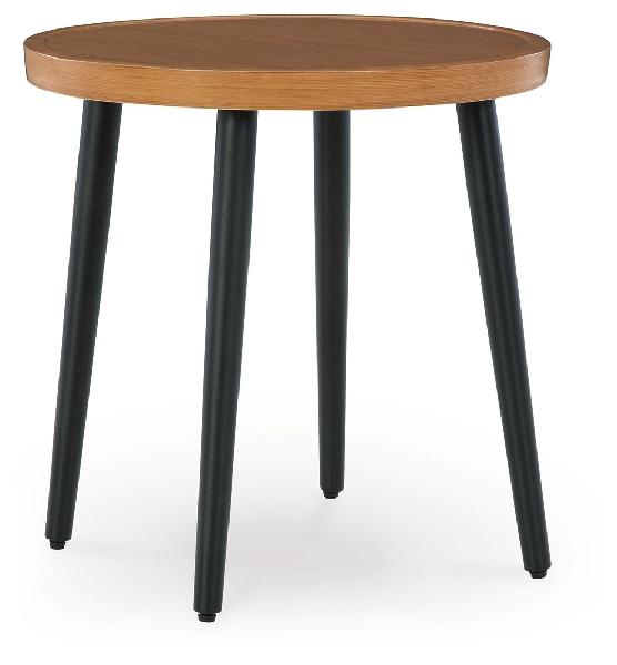 Image of Horizon Hall - Round End Table - Two-tone Brown
