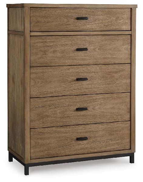 Image of Tomtyn - Five Drawer Chest - Light Brown