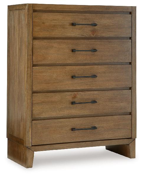 Image of Sherbana - Five Drawer Chest - Light Brown