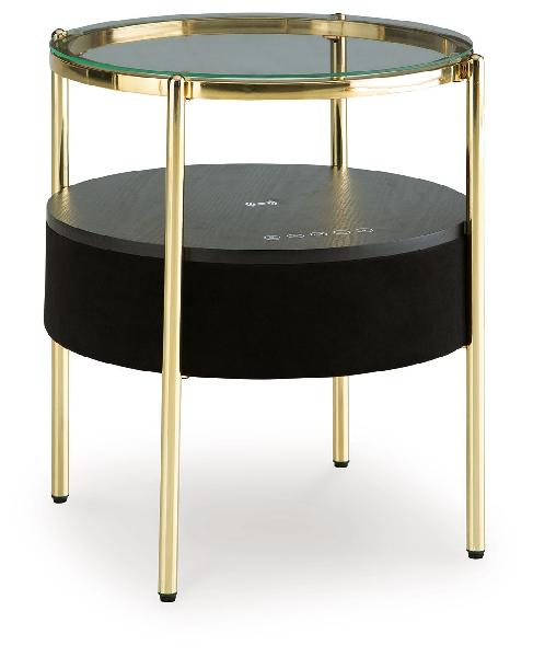 Image of Nedman - Accent Table With Speaker - Black / Gold Finish