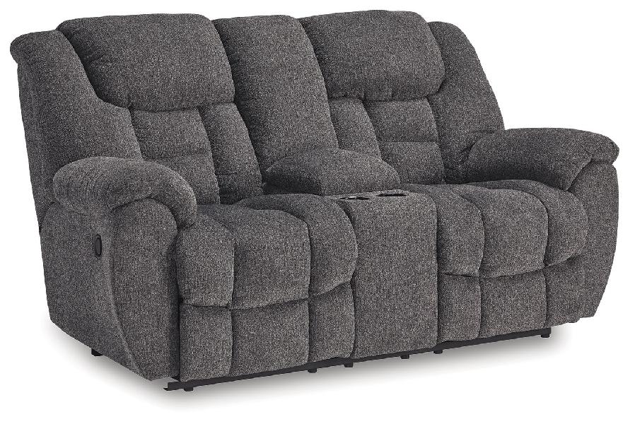Image of Foreside - Dbl Reclining Loveseat With Console - Fabric - Charcoal