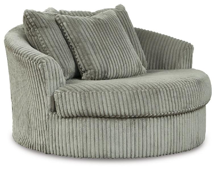 Image of Lindyn - Oversized Swivel Accent Chair - Fabric - Fog