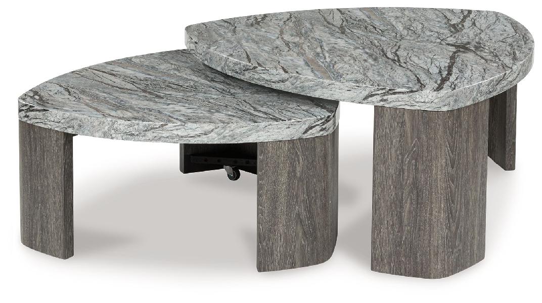 Image of Surmour - Stacked Cocktail Table - Gray / Brown