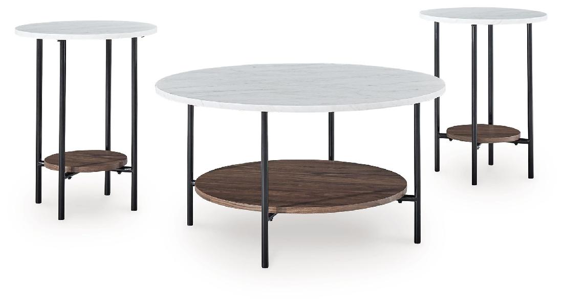Image of Wrenwich - Occasional Table Set (Set of 3) - Brown / Black / White