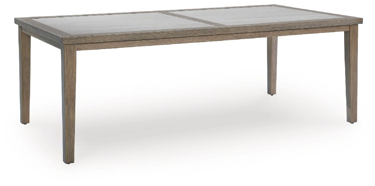 Image of Rainier Ranch - Rectangle Dining Table With Umbrella Option - Brown / Beige
