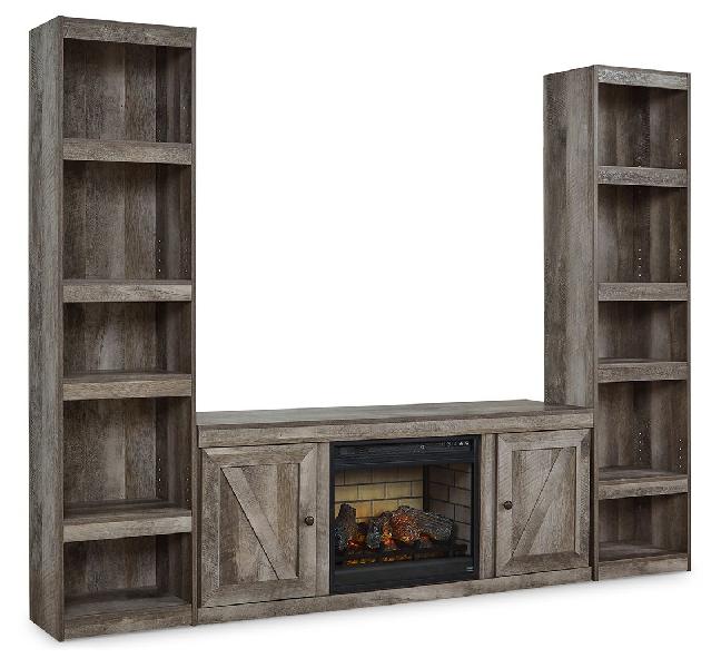 Image of Wynnlow - 3-Piece Entertainment Center With Electric Fireplace - Gray