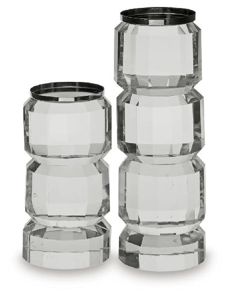 Image of Brentley - Candle Holder Set (Set of 2) - Clear / Silver Finish