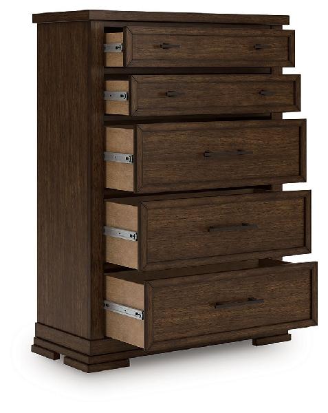Image of Taffenbrook - Five Drawer Chest - Medium Brown
