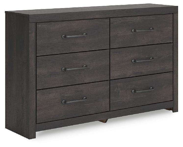 Image of Hollivern - Six Drawer Dresser - Dark Gray