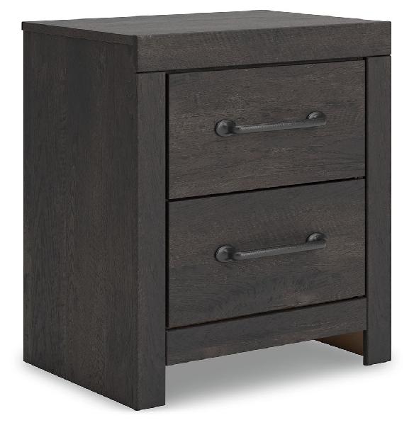 Image of Hollivern - Two Drawer Night Stand - Dark Gray