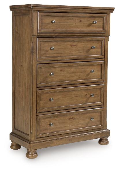 Image of Feddinger - Five Drawer Chest - Medium Brown