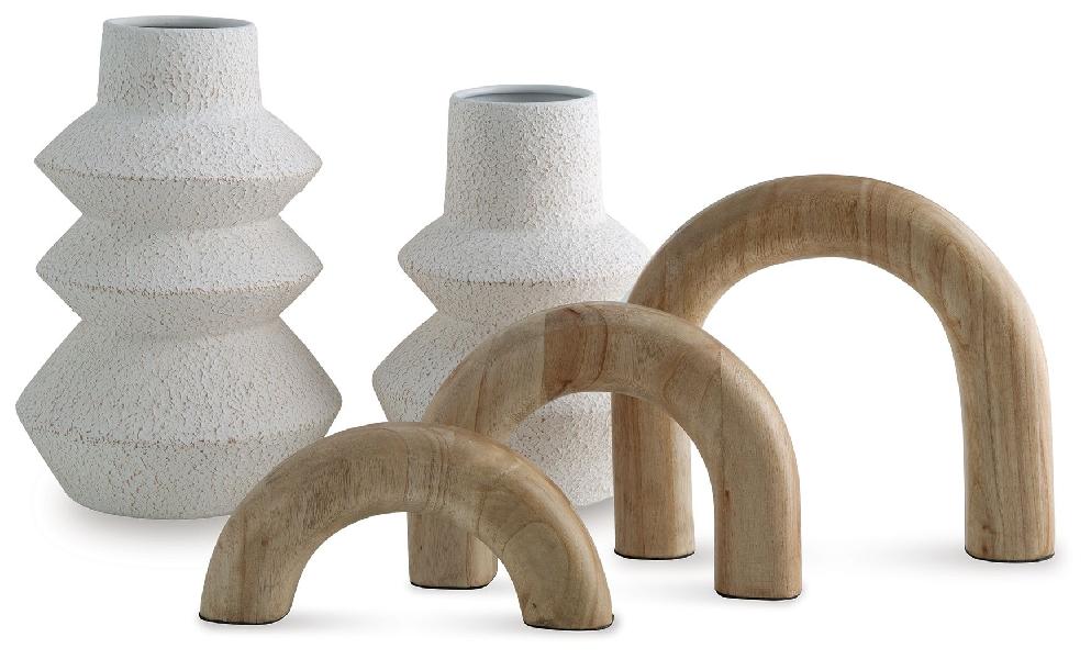 Image of Maddwarth - Accessory Set (Set of 5) - White / Natural Brown