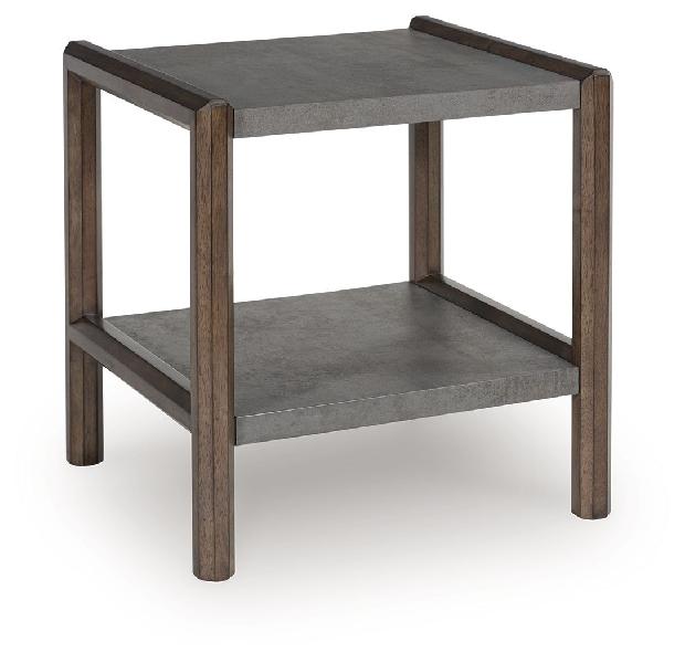 Image of Kallenny - Rectangular End Table - Brown / Gray