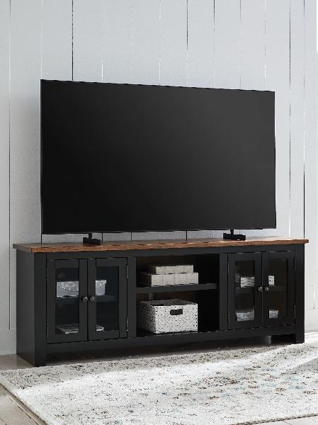 Image of Wildenauer - XL TV Stand With Fireplace Option - Brown / Black