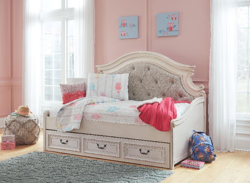 Image of Realyn - Twin Day Bed with Storage - Chipped White