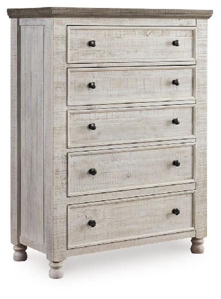 Image of Havalance - Five Drawer Chest - White / Gray
