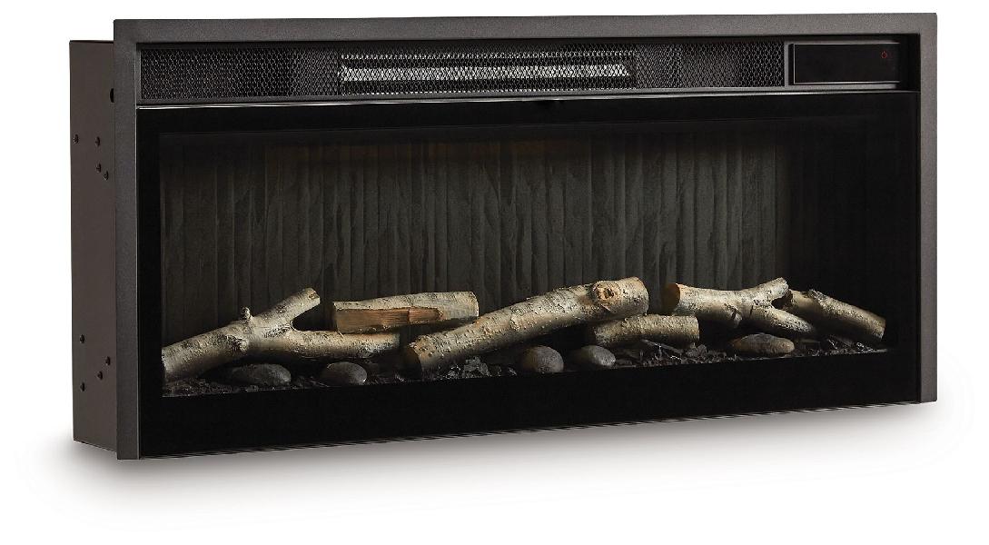 Image of Entertainment Accessories - Fireplace Insert With Faux Birch Log Set - Black