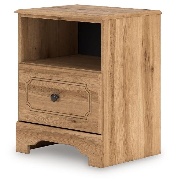 Image of Aleaport - One Drawer Night Stand - Warm Brown