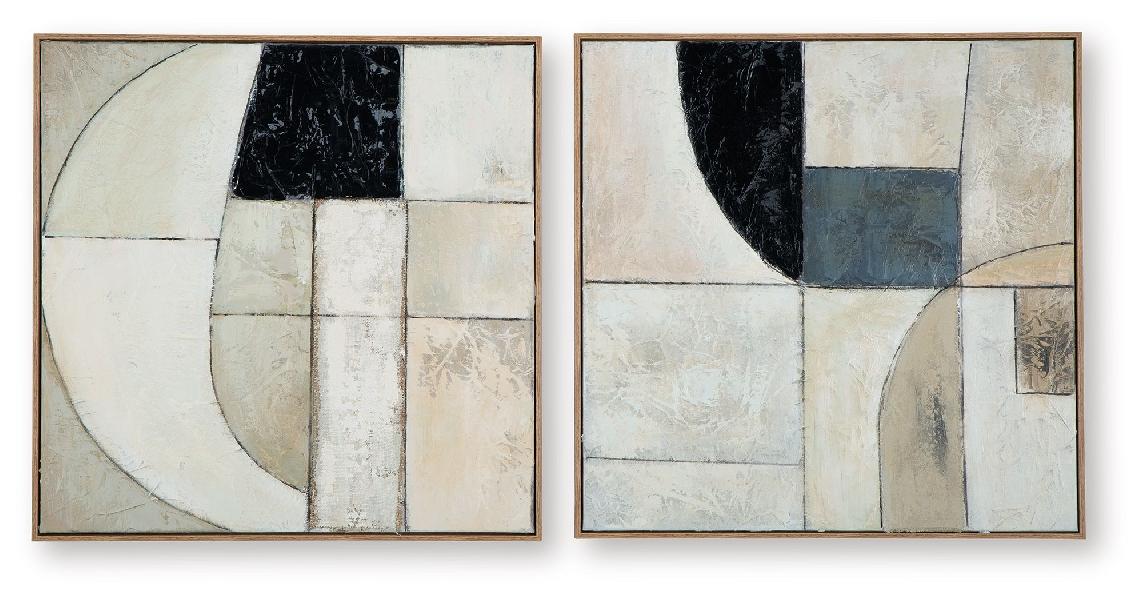 Image of Bexlen - Wall Art Set (Set of 2) - Tan / Taupe / Black