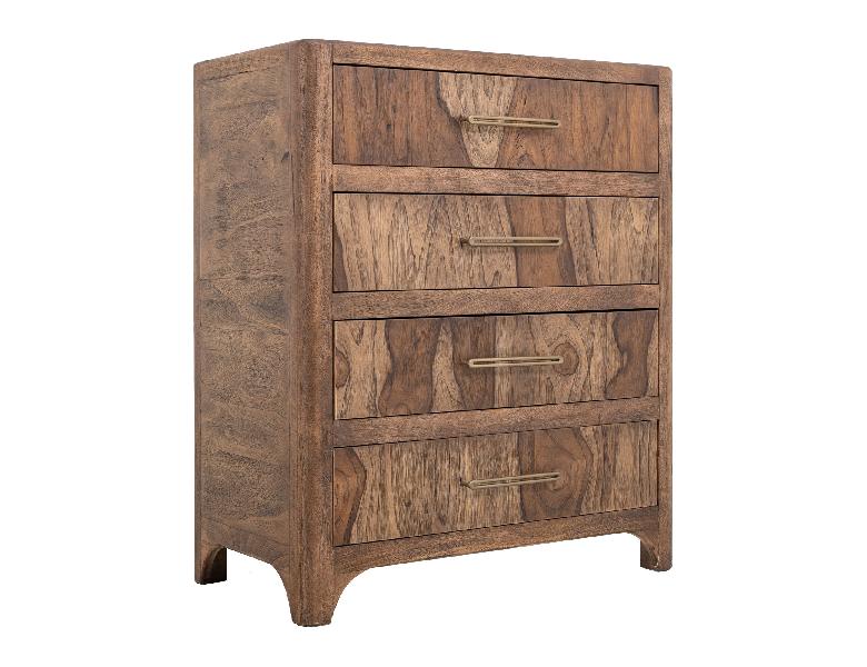 Image of Praga - 4-Drawer Chest - Almond / Barrel Brown