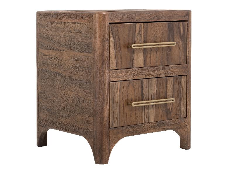 Image of Praga - 2-Drawer Nightstand - Almond / Barrel Brown