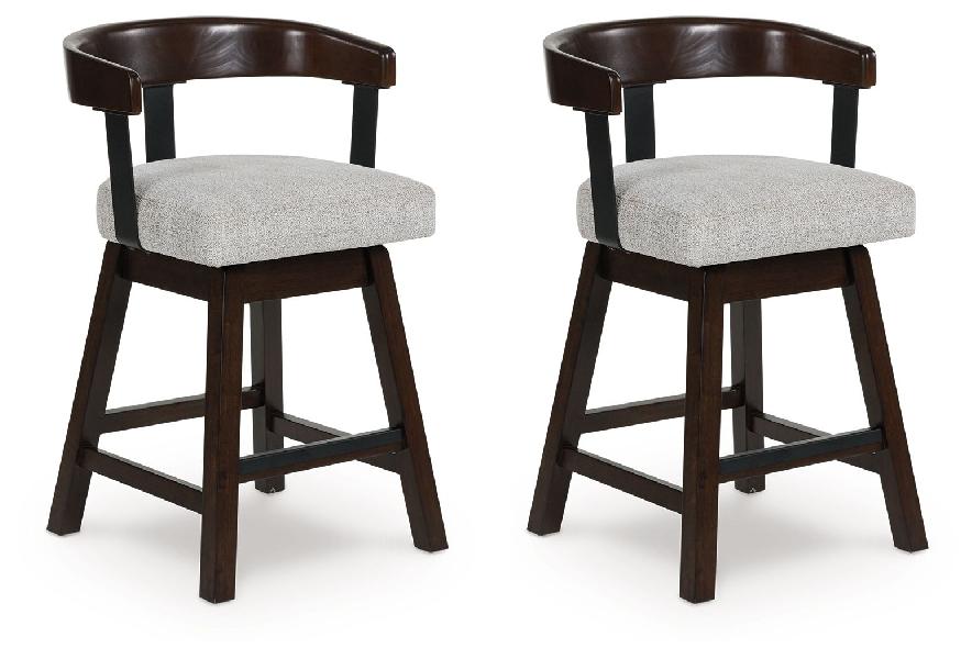 Image of Haddigan - Upholstered Swivel Barstool (Set of 2) - Dark Brown