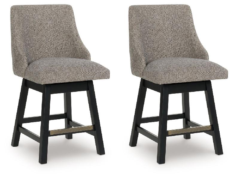 Image of Neymorton - Upholstered Swivel Barstool (Set of 2) - Dark Grayish Brown