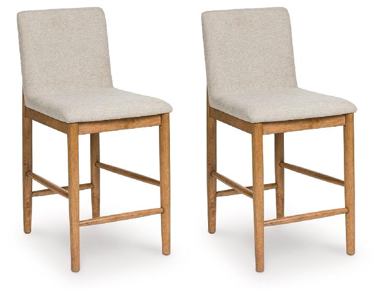 Image of Isanti - Upholstered Barstool (Set of 2) - Light Brown